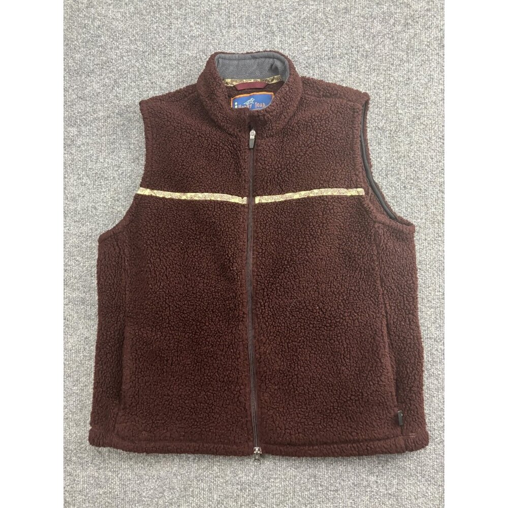 Horny Toad Vest Mens XL Brown Sherpa Fleece Full Zip Outdoor Euroshag Fuzzy‎